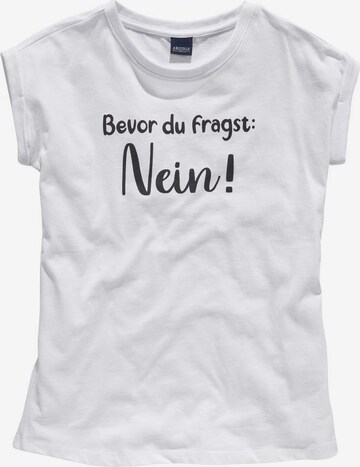 ARIZONA Shirt 'Bevor Du fragst: NEIN!' in Weiß: predná strana