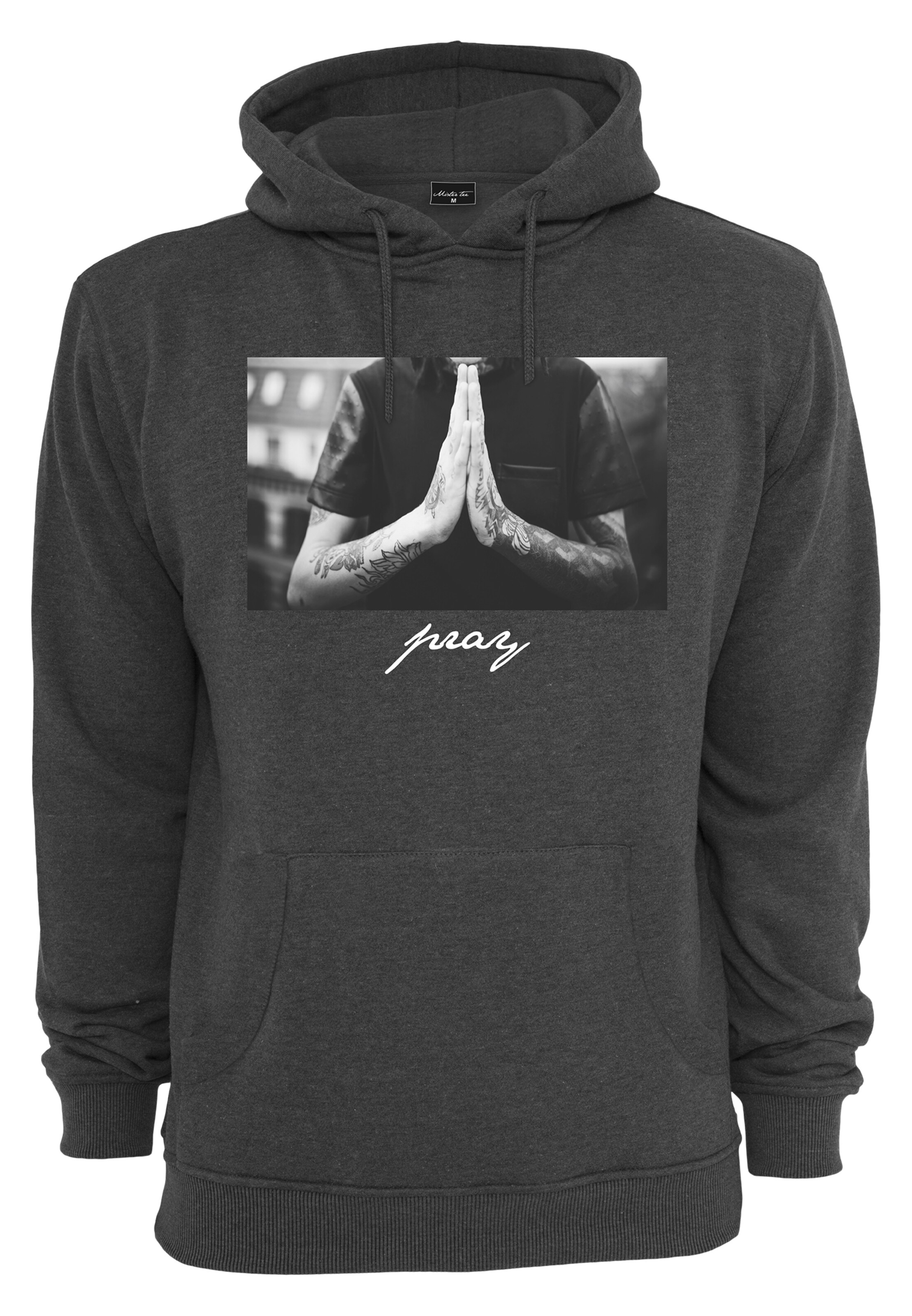 pilka Mister Tee Megztinis be užsegimo 'Pray': priekis