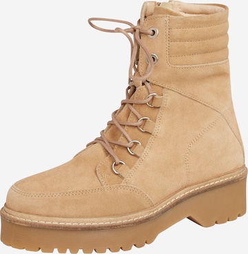 EDITED Lace-Up Ankle Boots 'Hedvig' in Beige: front