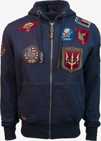 TOP GUN Sweatvest 'TGD1707' in Blauw: voorkant