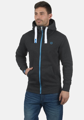 !Solid Zip-Up Hoodie 'Benn High-Neck' in Grey: front