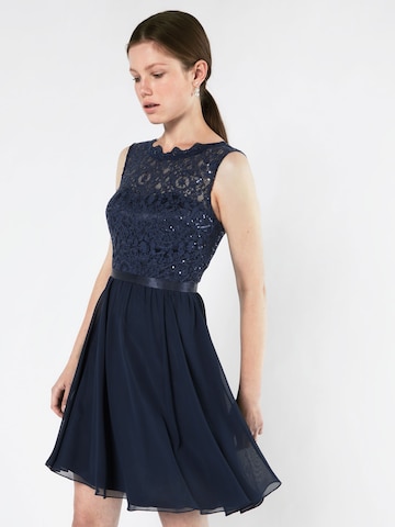 Robe de cocktail Laona en bleu : devant