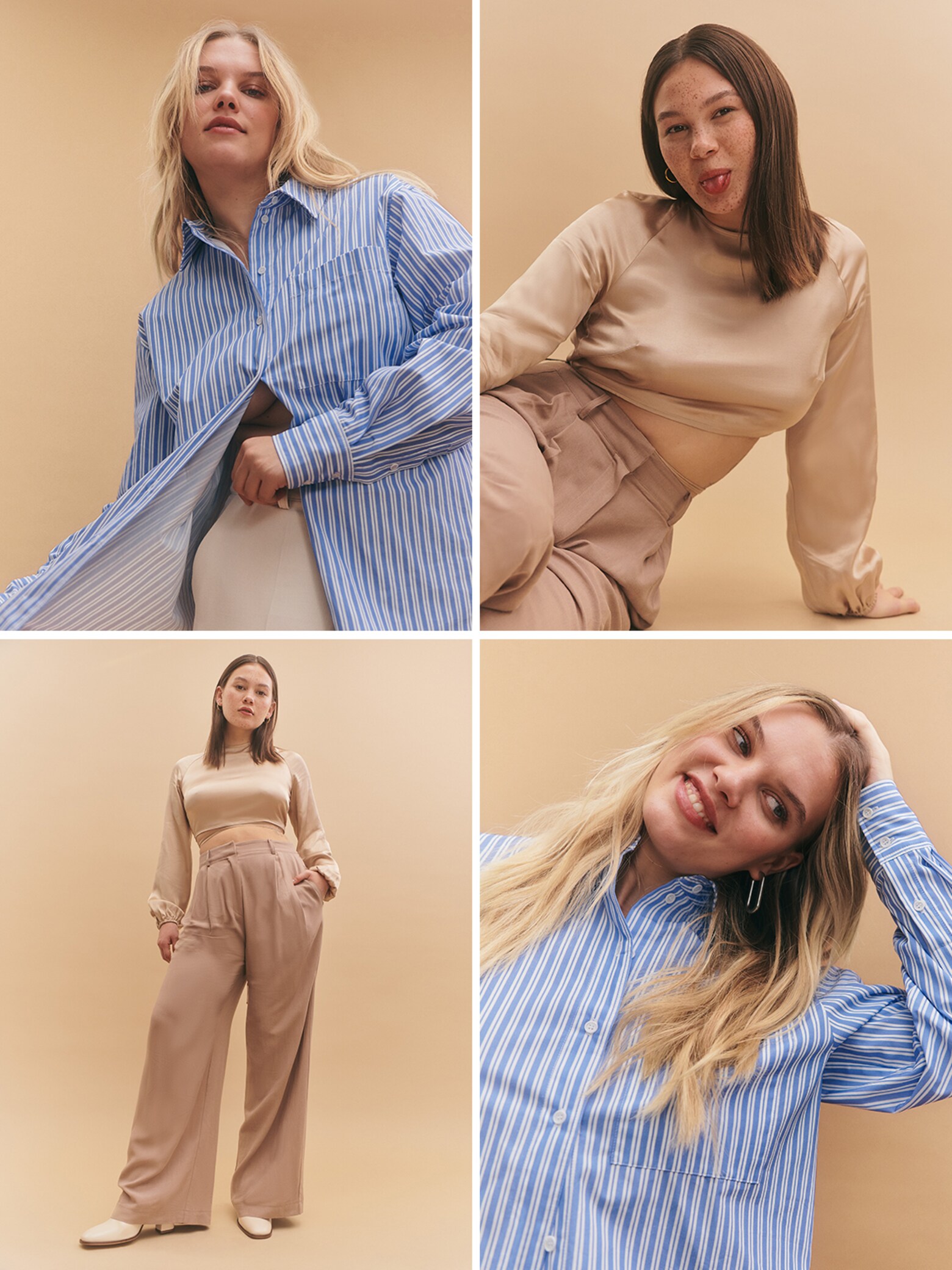 Angie - Chic Beige Toned Satin Look