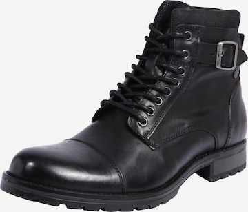 JACK & JONES - Botas con cordones 'Albany' en negro: frente