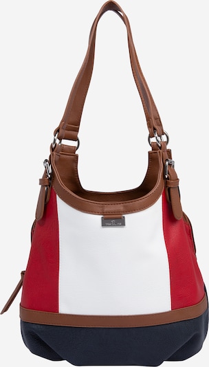 TOM TAILOR Sac bandoulière 'Juna' en bleu foncé / caramel / rouge / blanc, Vue avec produit