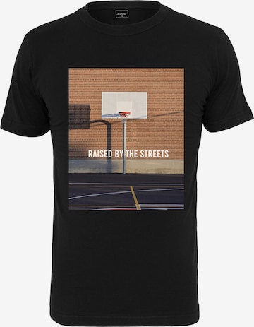 Mister Tee Shirt 'Raised By The Streets' in Zwart: voorkant
