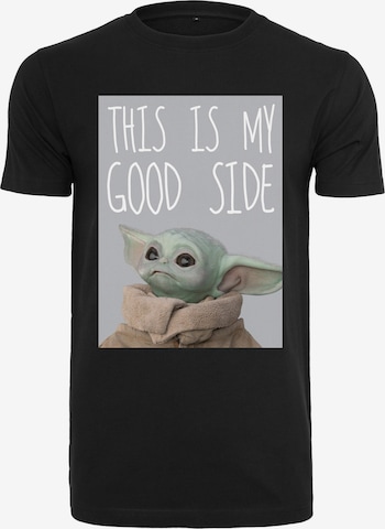 Coupe regular T-Shirt 'Baby Yoda Good Side' Mister Tee en noir : devant