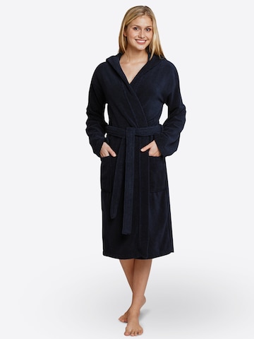 SCHIESSER Long Bathrobe in Blue: front