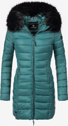 MARIKOO Winter Coat 'Rose' in Green: front