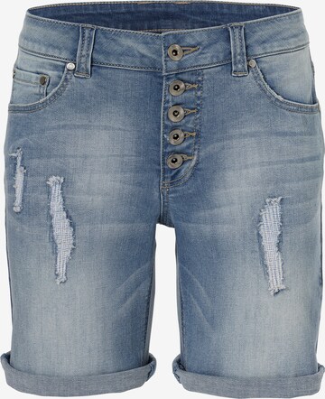 heine Slimfit Jeans 'Boyfriend-Shorts' in Blauw: voorkant