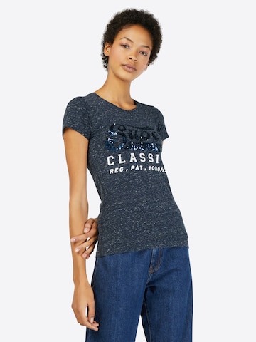 T-shirt 'CLASSIC SEQUIN ENTRY' Superdry en bleu : devant