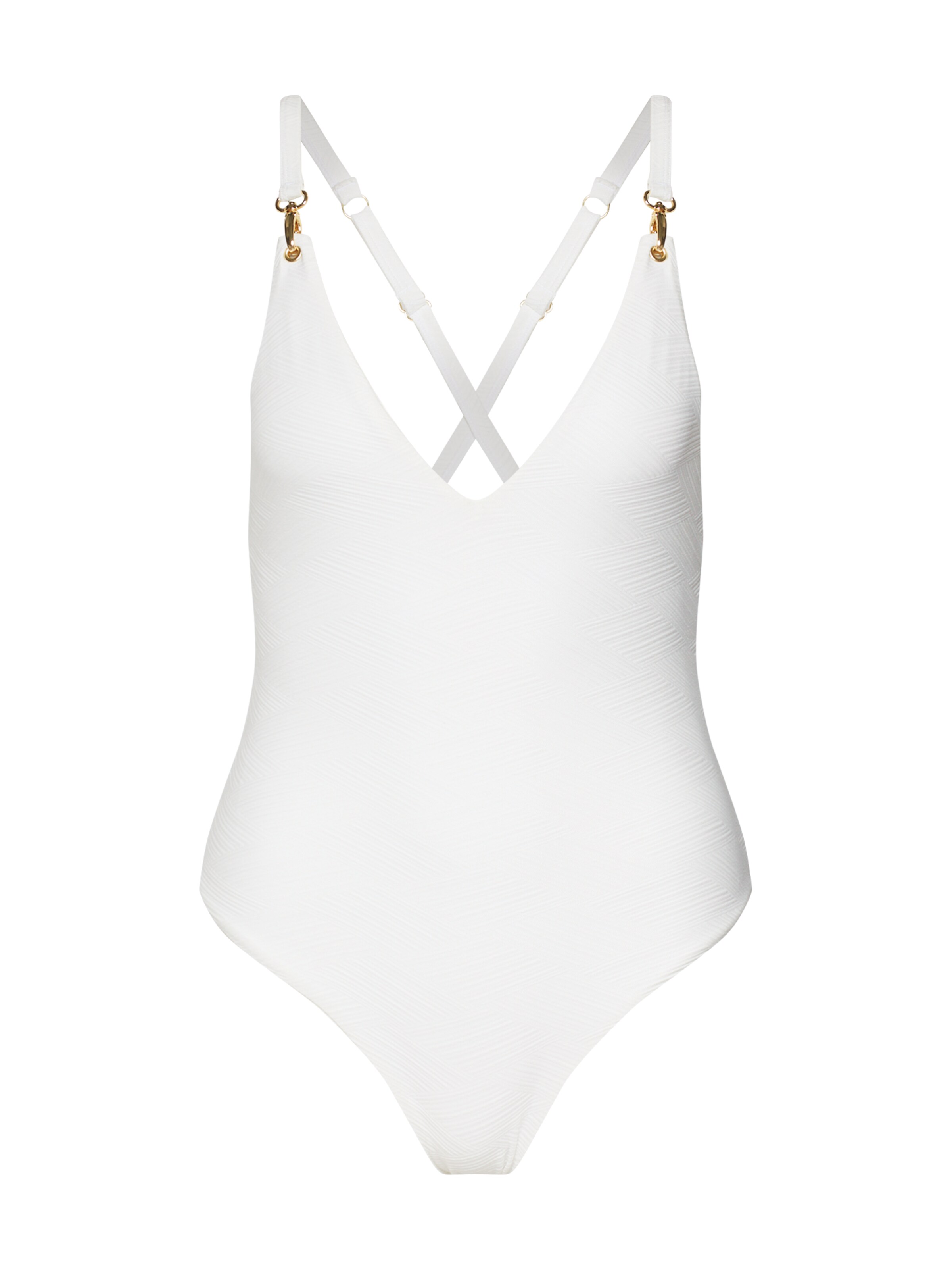 Hunkemöller - Badpak 'White Lines BS' in de kleur Wit