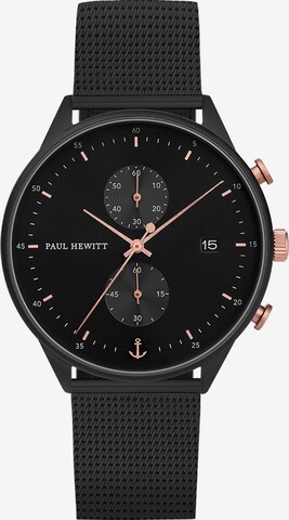 Paul Hewitt Analog Watch 'Chrono Line Black Sunray' in Black: front