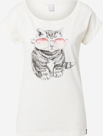 Iriedaily T-shirt 'Iriecat' i vit: framsida