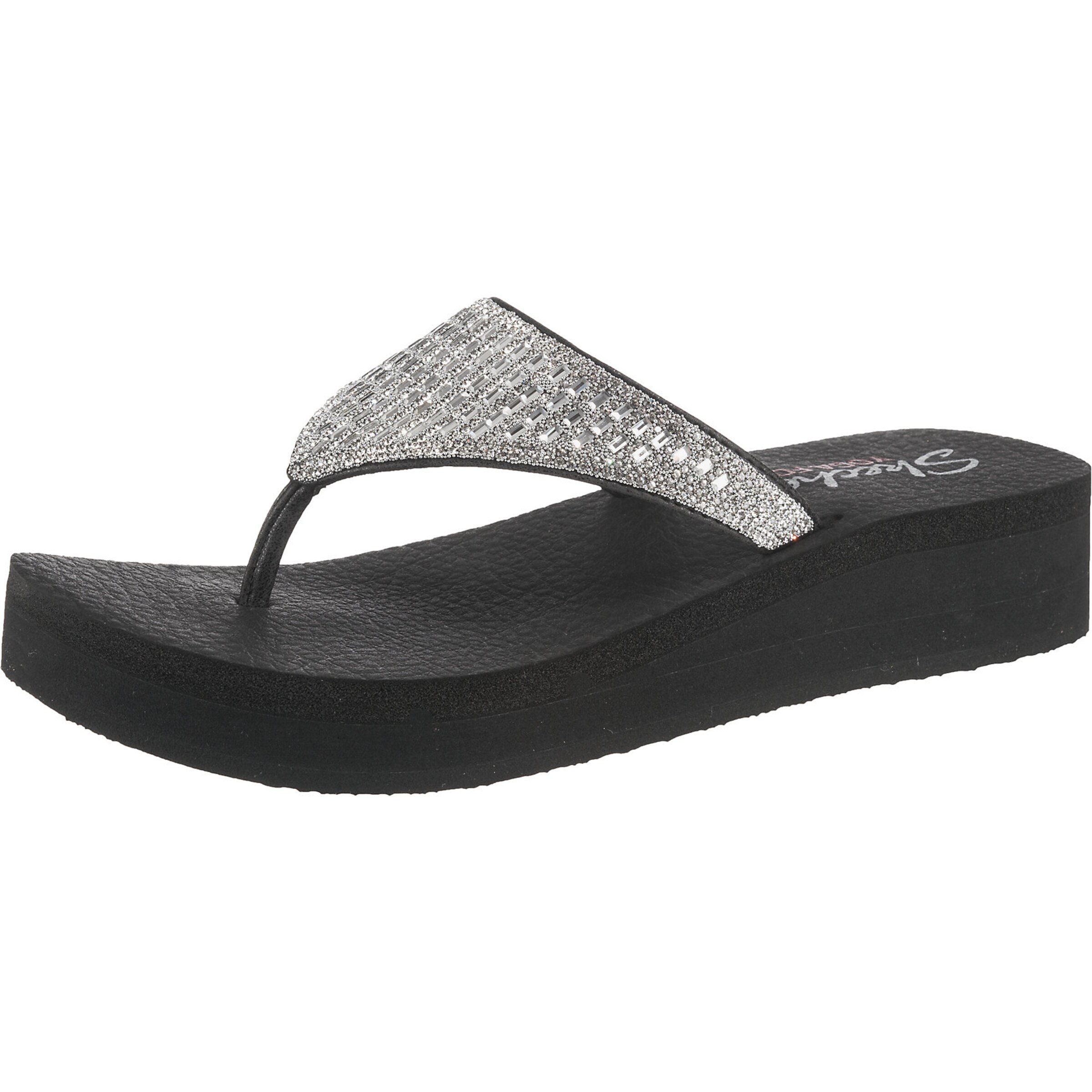 SKECHERS - Teenslipper 'Hooded Caviar Rhinestone' in de kleur Zwart