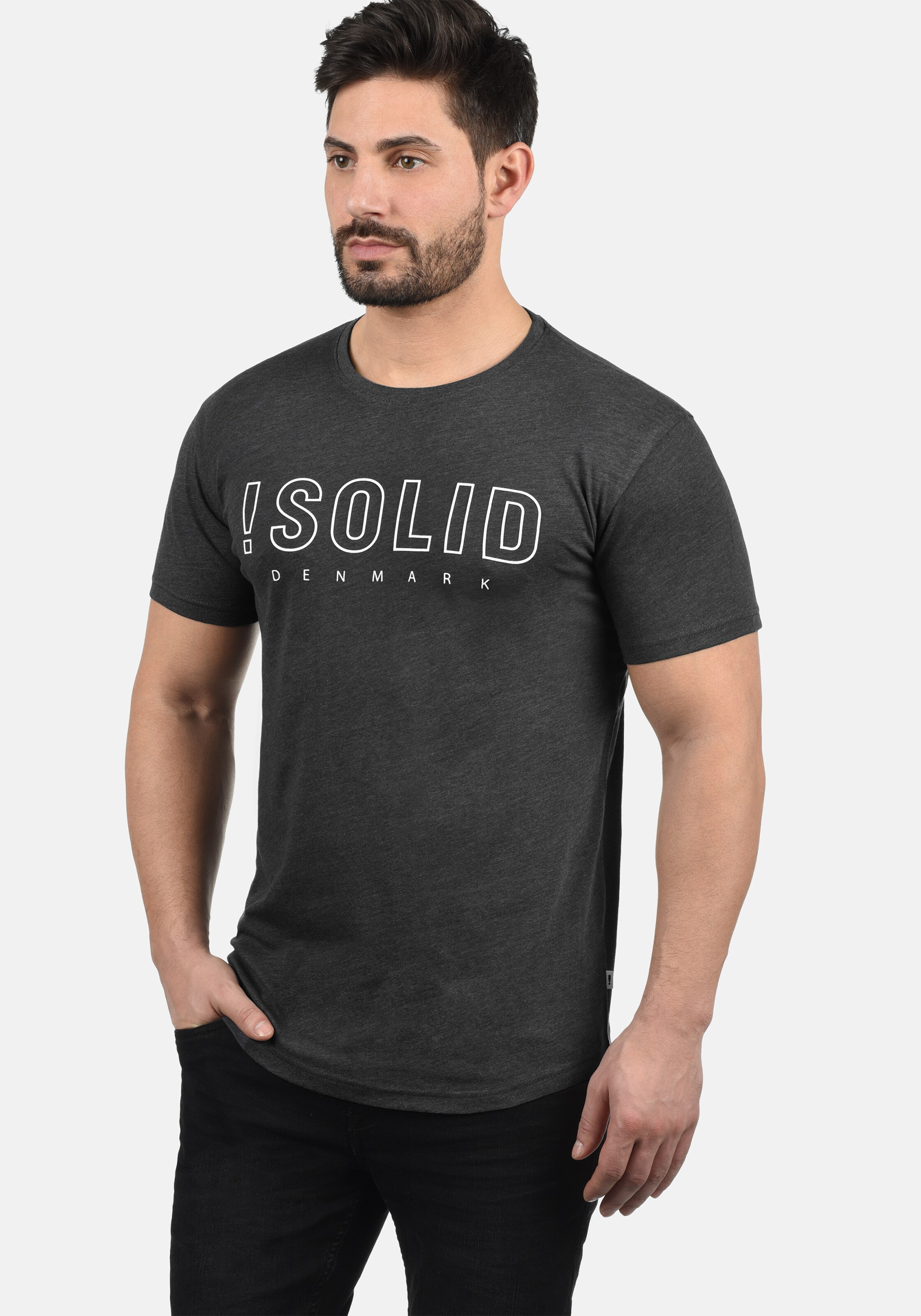 Männer Große Größen  Solid Rundhalsshirt 'Solido' in Grau, Dunkelgrau - CH30895