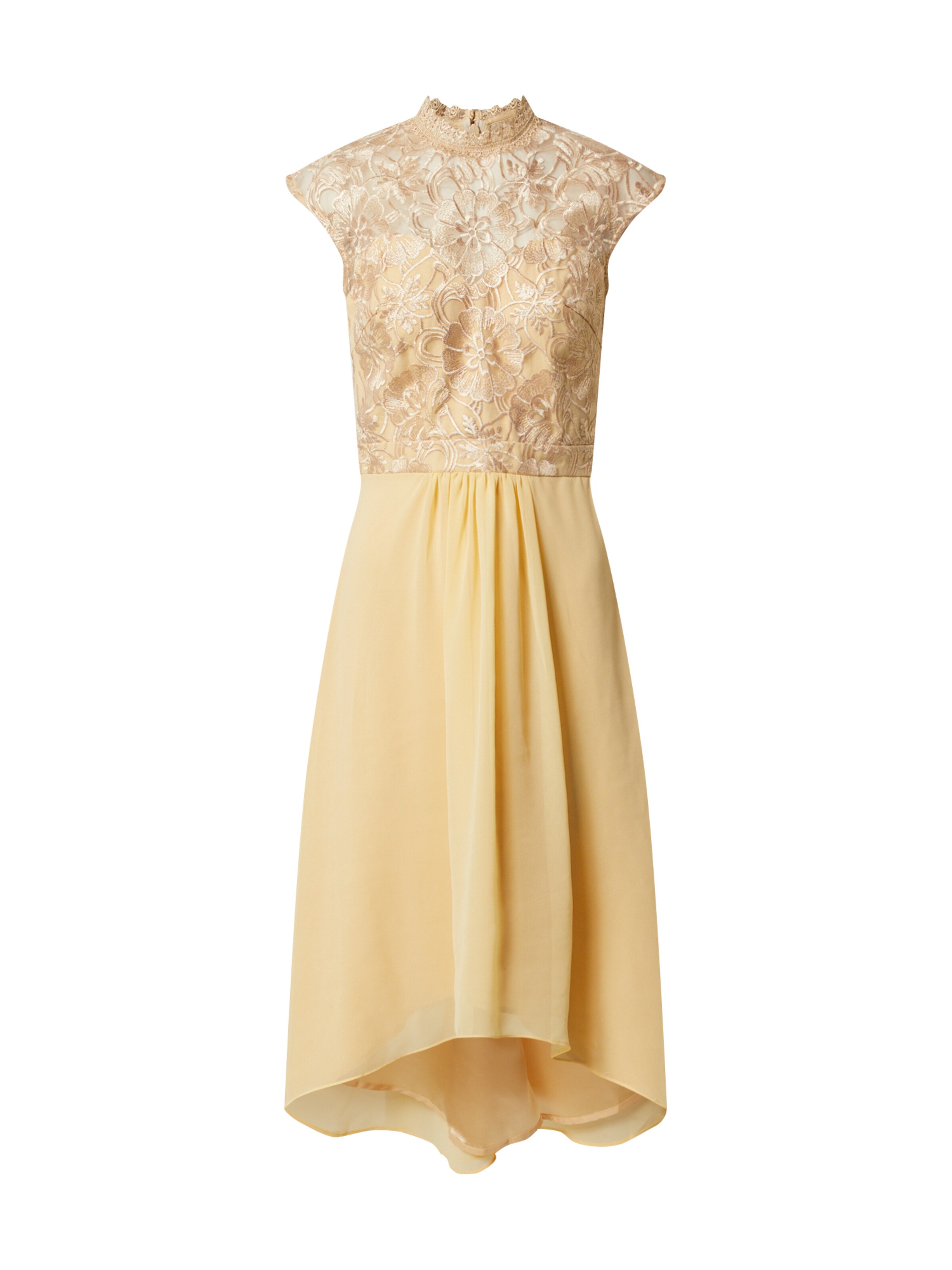 Chi Chi London Cocktailjurk 'Jaenie' in de kleur Geel, Productweergave