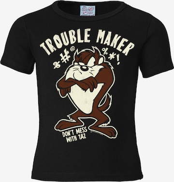 LOGOSHIRT Shirt 'Tasmanischer Teufel Taz - Looney Tunes' in Zwart: voorkant