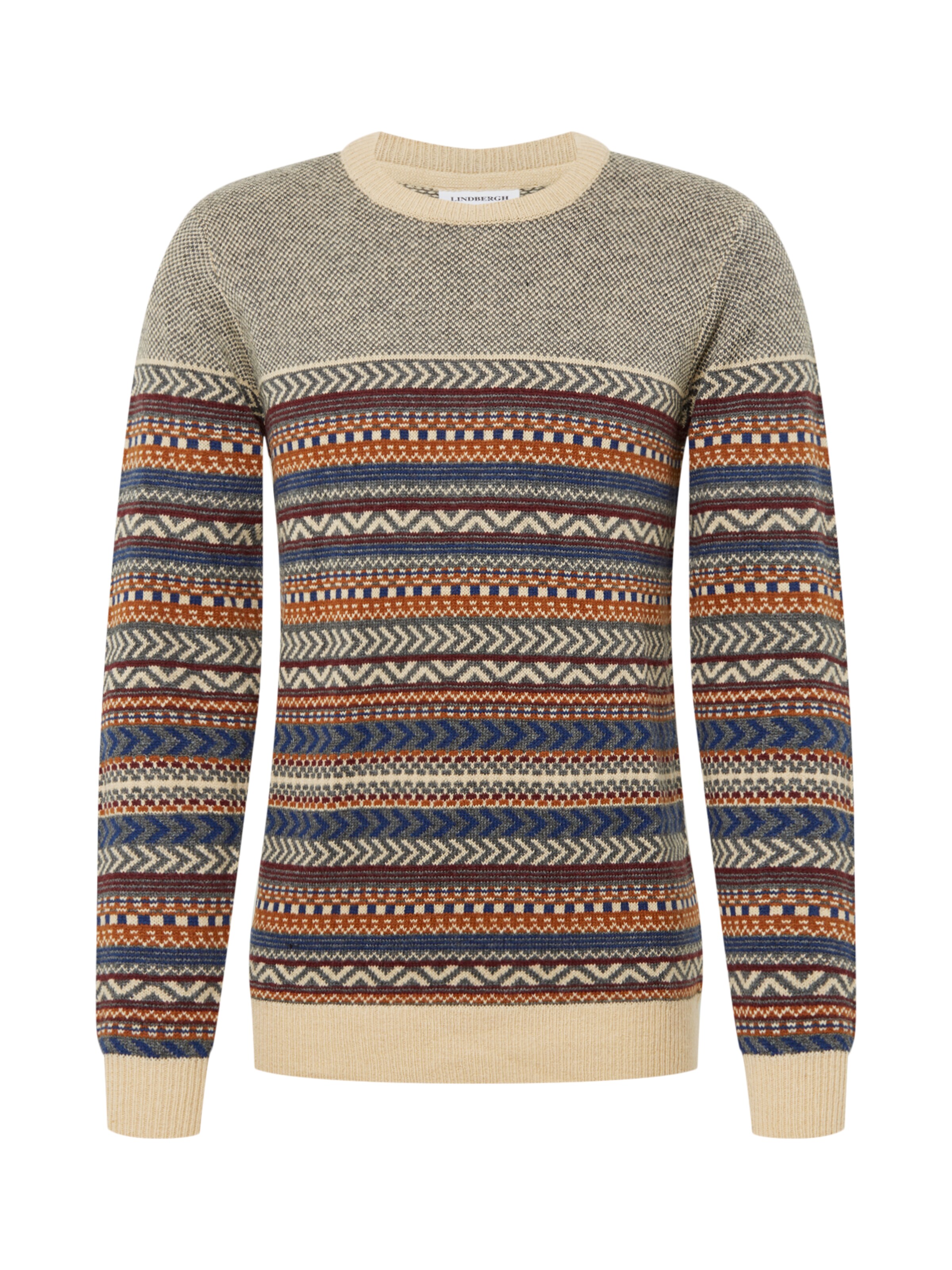 Lindbergh - Trui 'Jacquard knit' in de kleur Beige