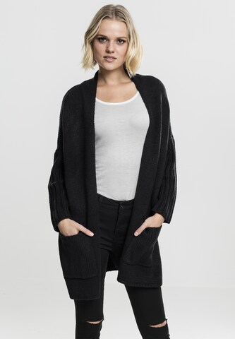 Cardigan dimensiuni mari de la Urban Classics pe negru: față