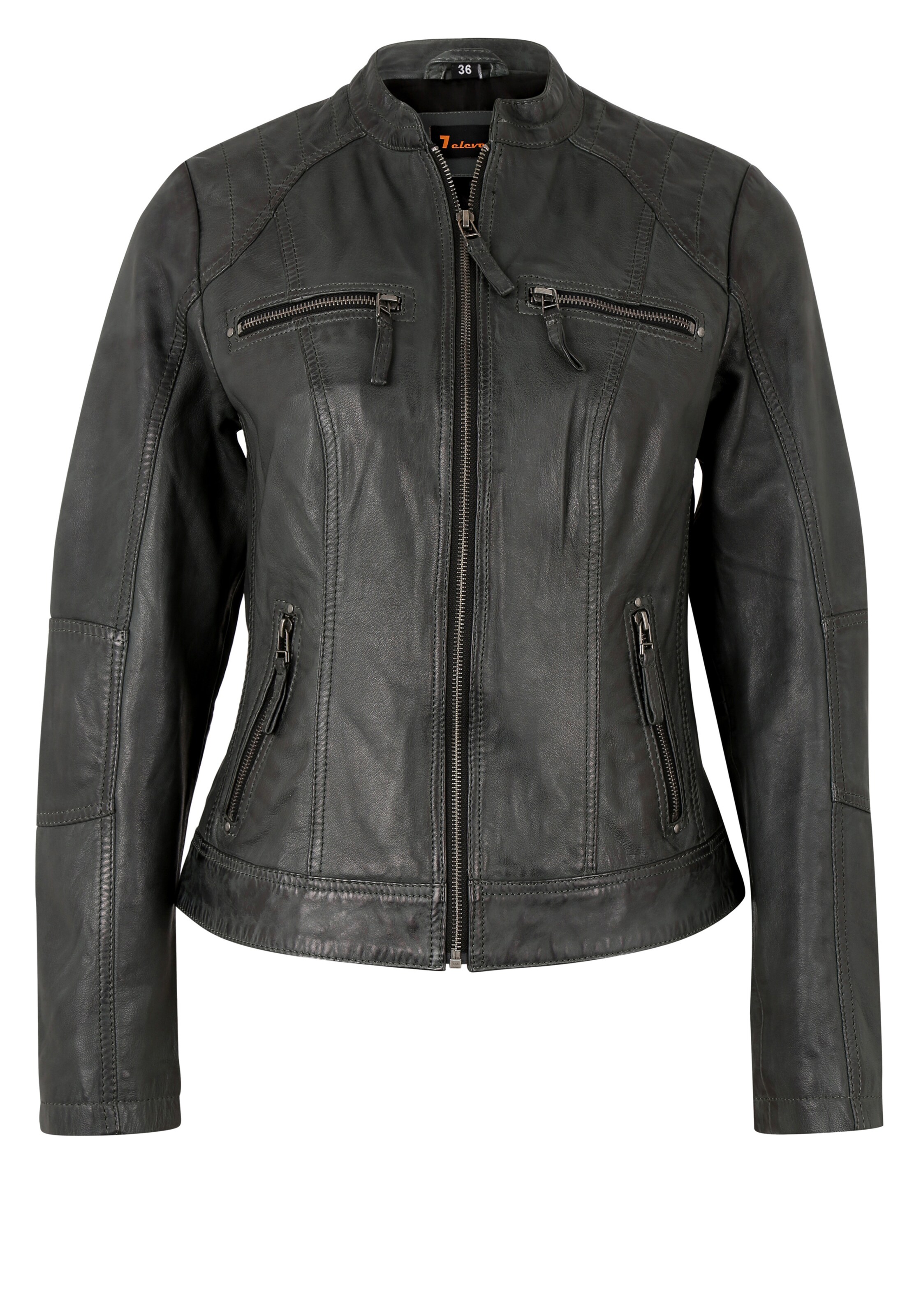 7ELEVEN Lederjacke 'Toulouse' in Grau: Vorderseite