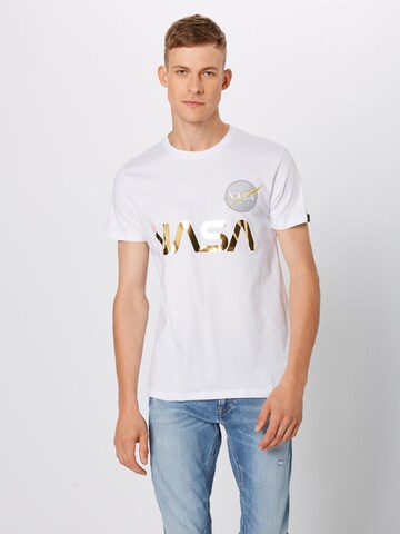 T-Shirt 'NASA Reflective' ALPHA INDUSTRIES en blanc