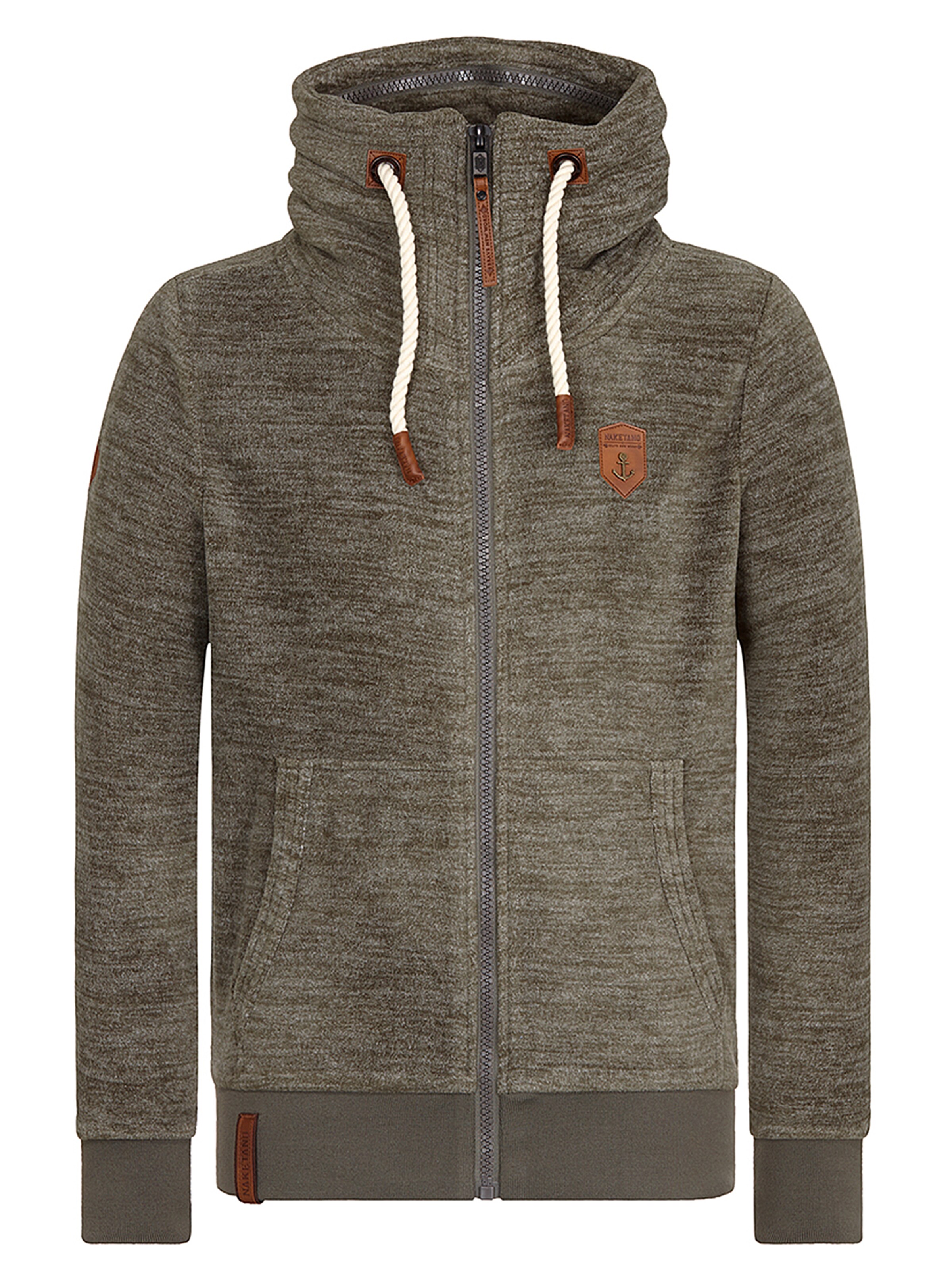 naketano - Sweatvest 'Der Gedudelte' in de kleur Olijfgroen