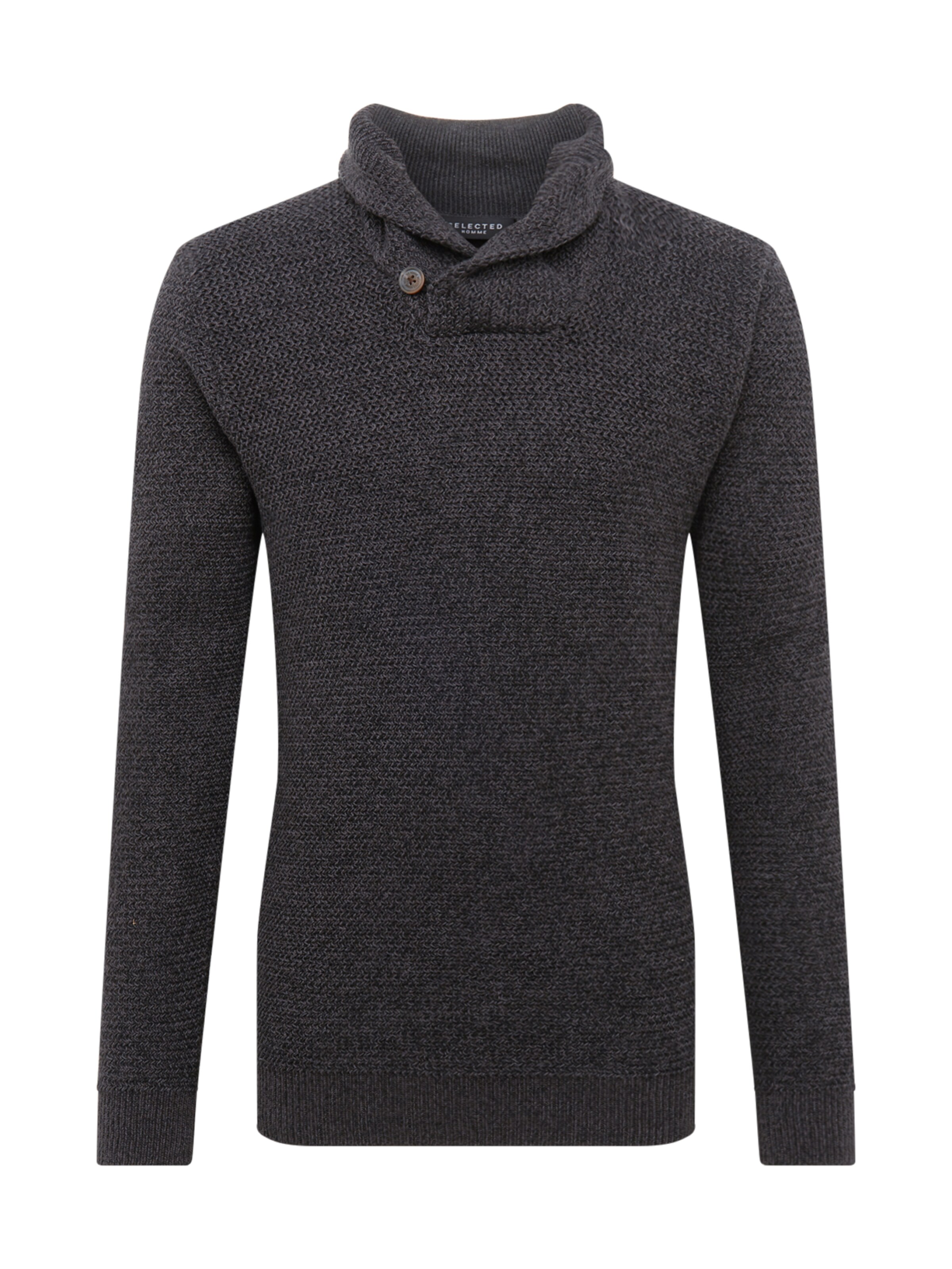 SELECTED HOMME - Trui 'RICHARD SHAWL' in de kleur Zwart gemêleerd