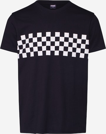 T-Shirt 'Check Panel' Urban Classics en noir : devant