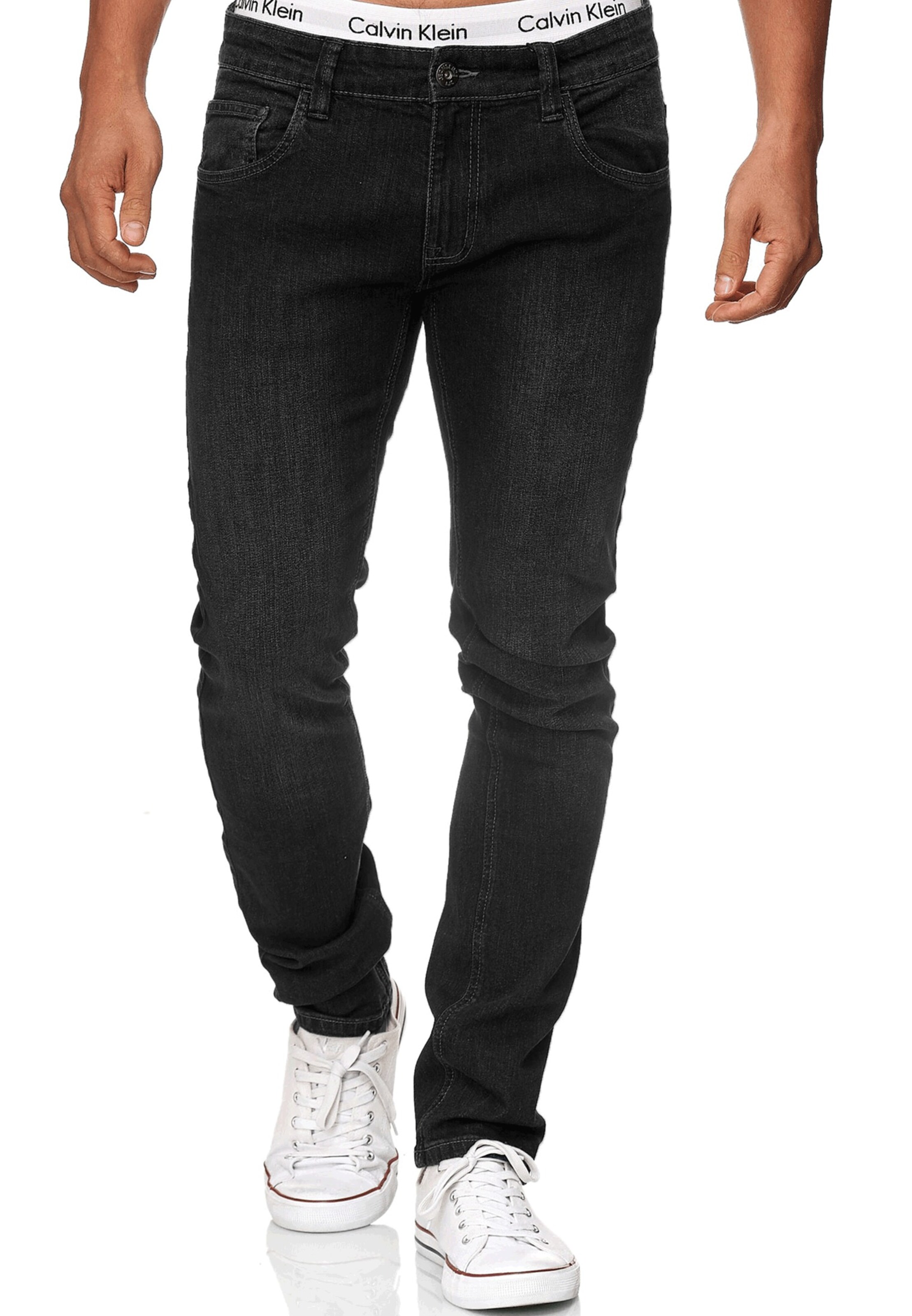 INDICODE JEANS Slimfit Jeans 'Texas' in Zwart: voorkant