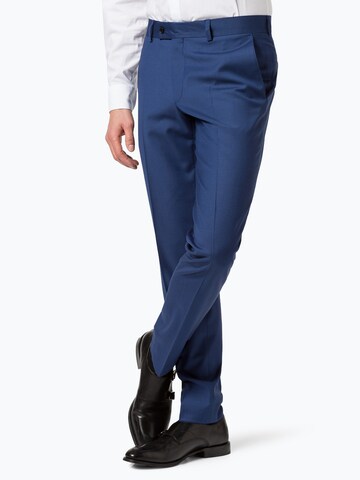 Finshley & Harding London Slim fit Pleated Pants 'Grant IB' in Blue: front