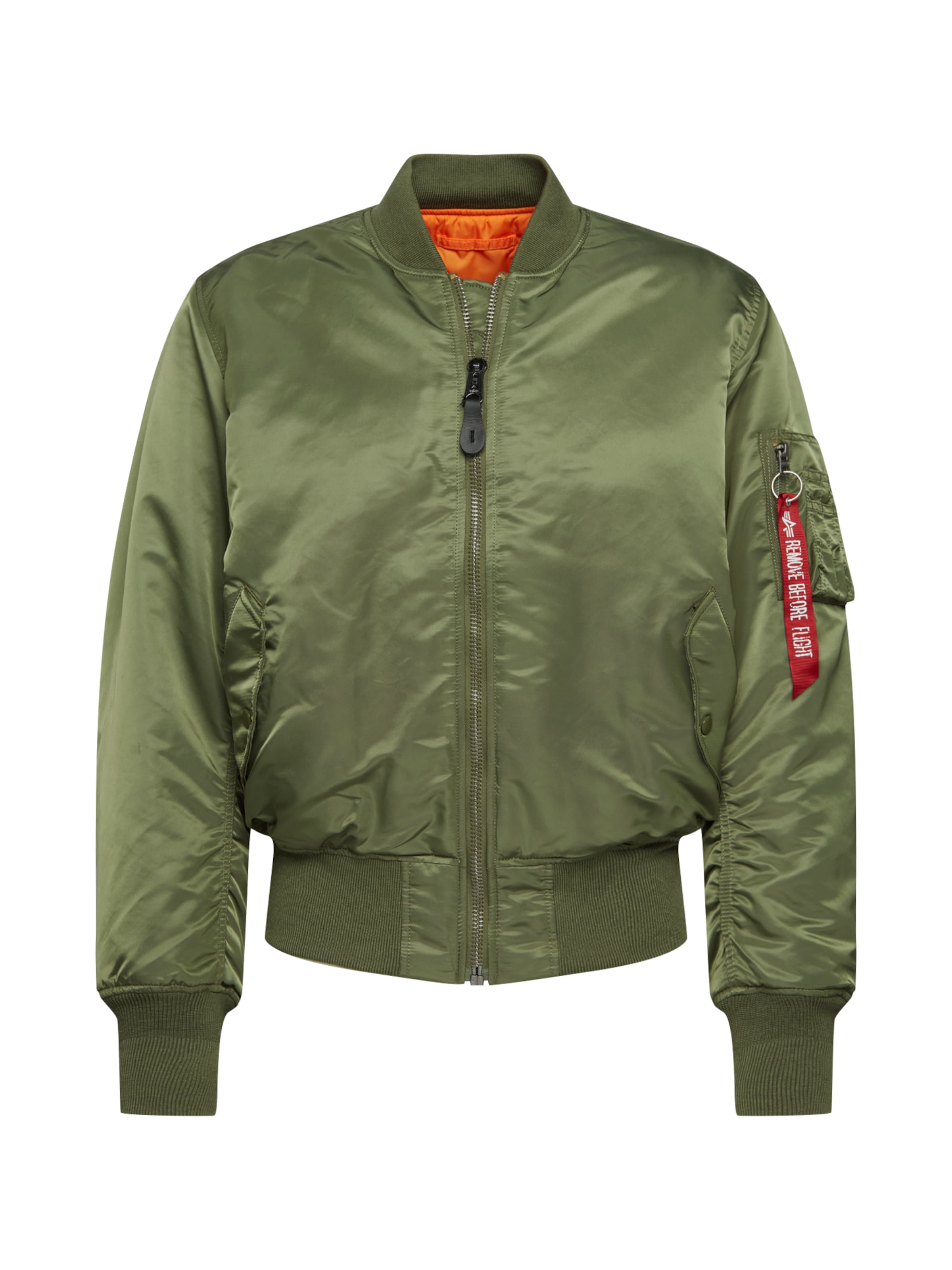 ALPHA INDUSTRIES Prechodná bunda 'MA-1' - Zelená: predná strana
