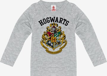 LOGOSHIRT Shirt 'Hogwarts' in Grey: front