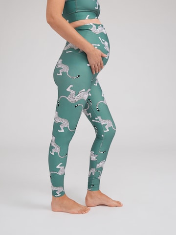 Hey Honey for EDITED Skinny Sportbroek 'Maternity Gepard' in Groen