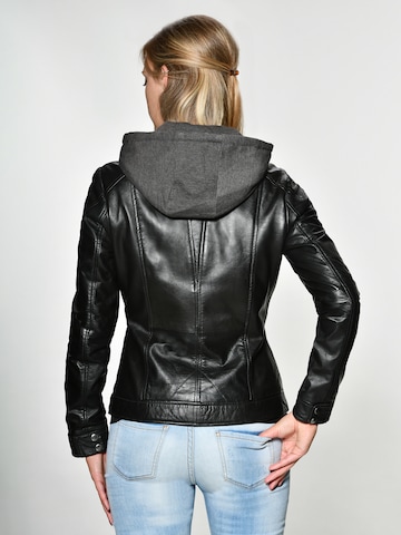 Maze Lederjacke mit stylische Kapuze ' Brayford ' in Schwarz