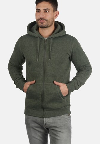 !Solid Sweatvest 'BertiZip' in Groen: voorkant