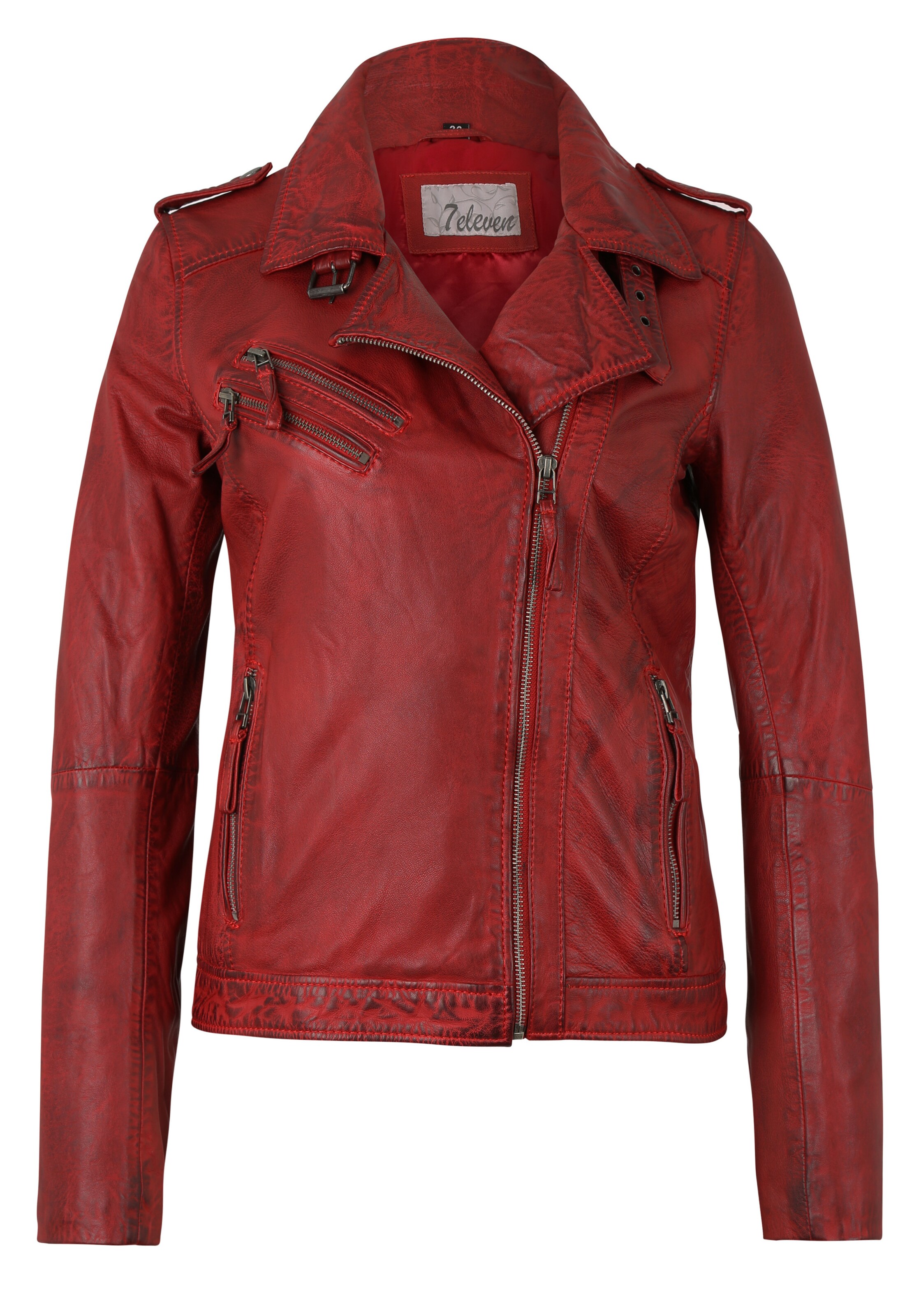 7ELEVEN Lederjacke 'Maiha' in Rot: Vorderseite