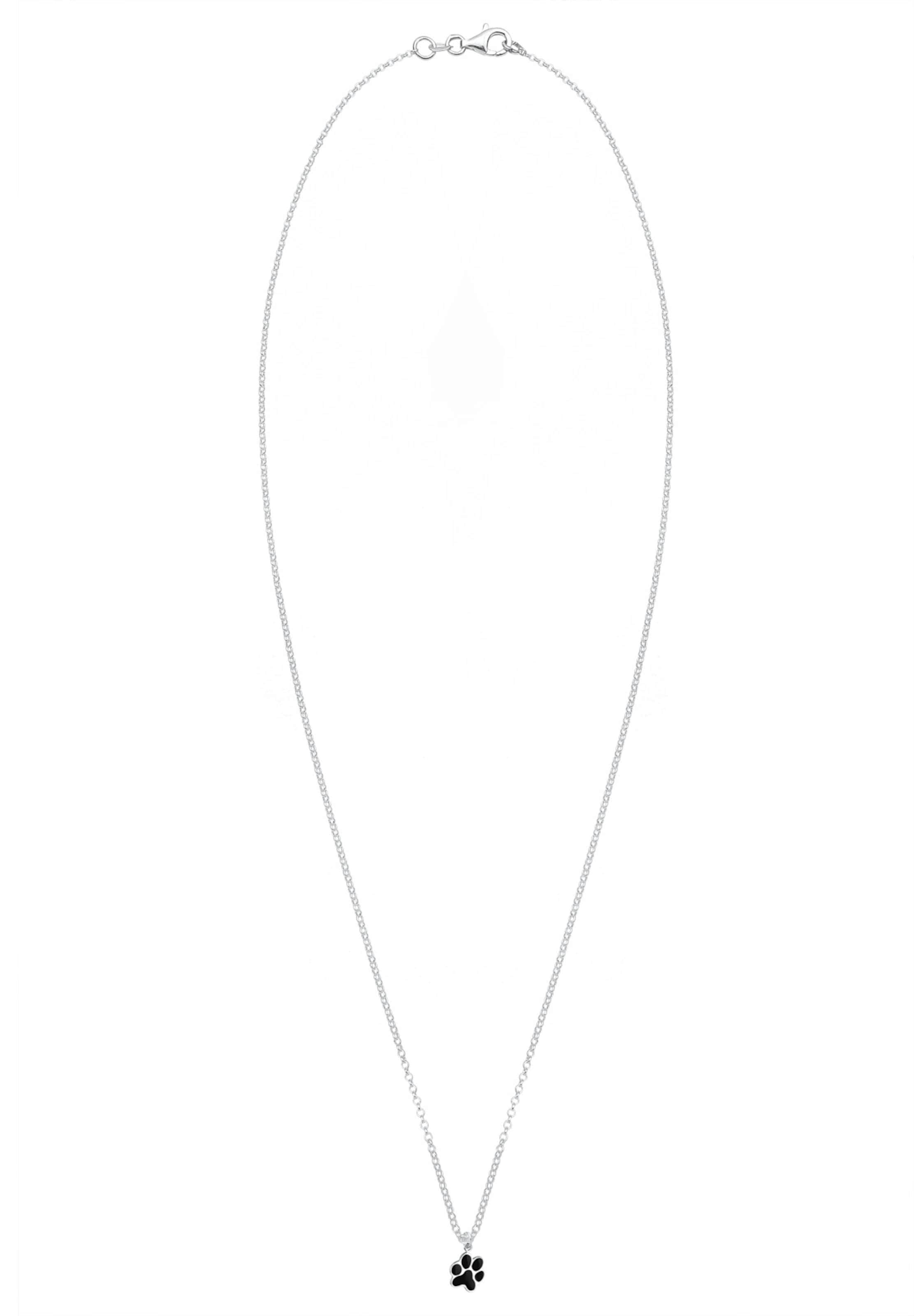ELLI Ketting 'Pfote' in de kleur Zwart / Zilver, Productweergave