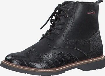 s.Oliver Lace-Up Ankle Boots in Black: front