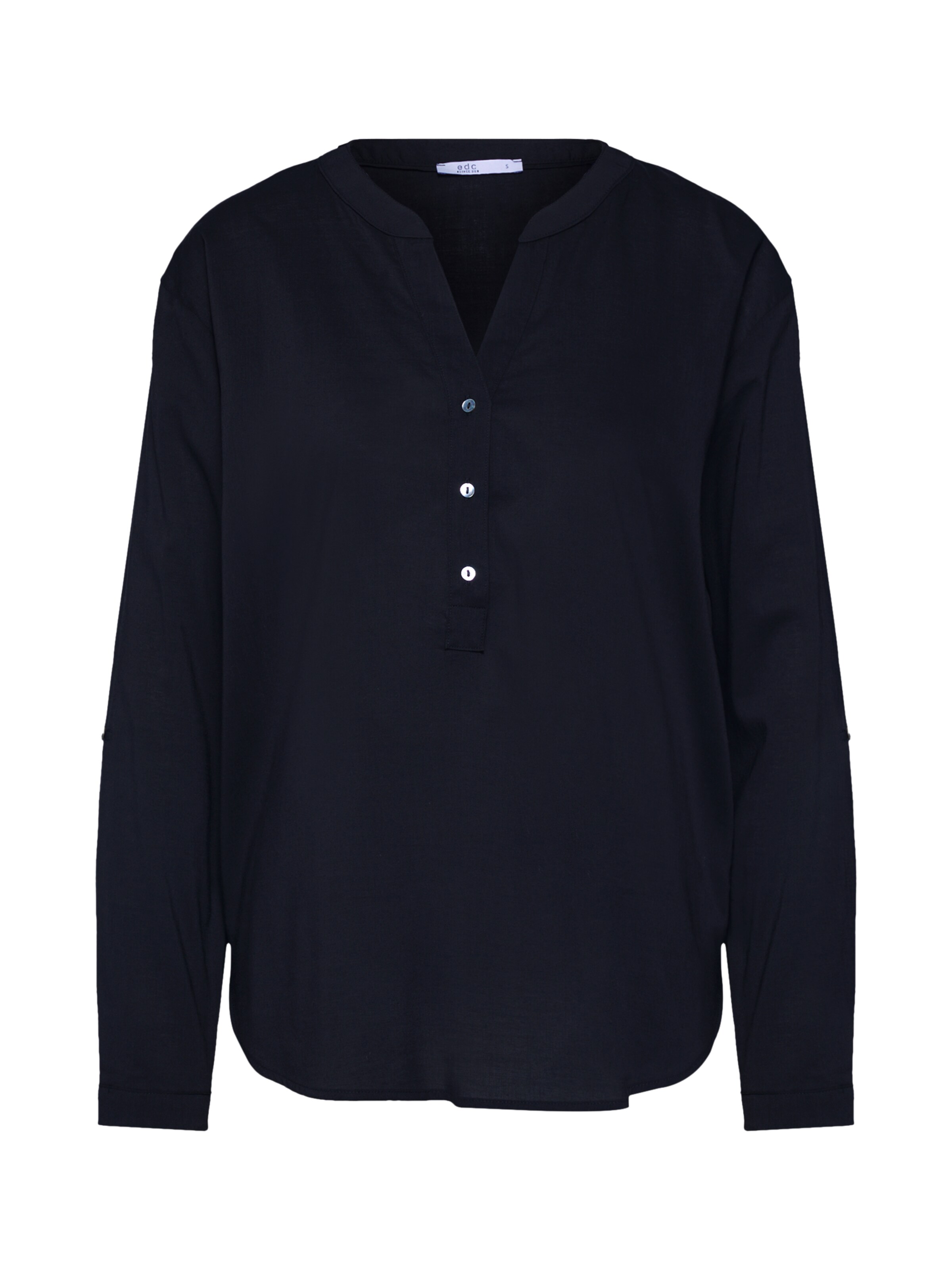 EDC BY ESPRIT - Blouse 'Solid 60s CV/CO' in de kleur Zwart