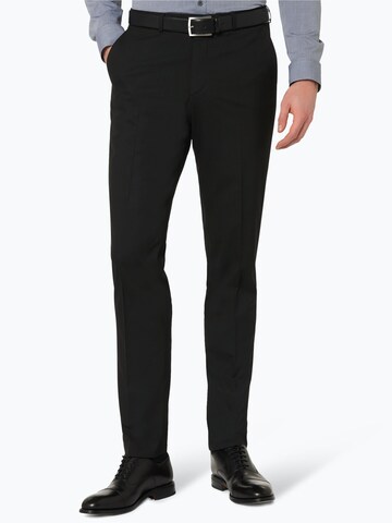 Finshley & Harding Slim fit Pleated Pants in Black: front