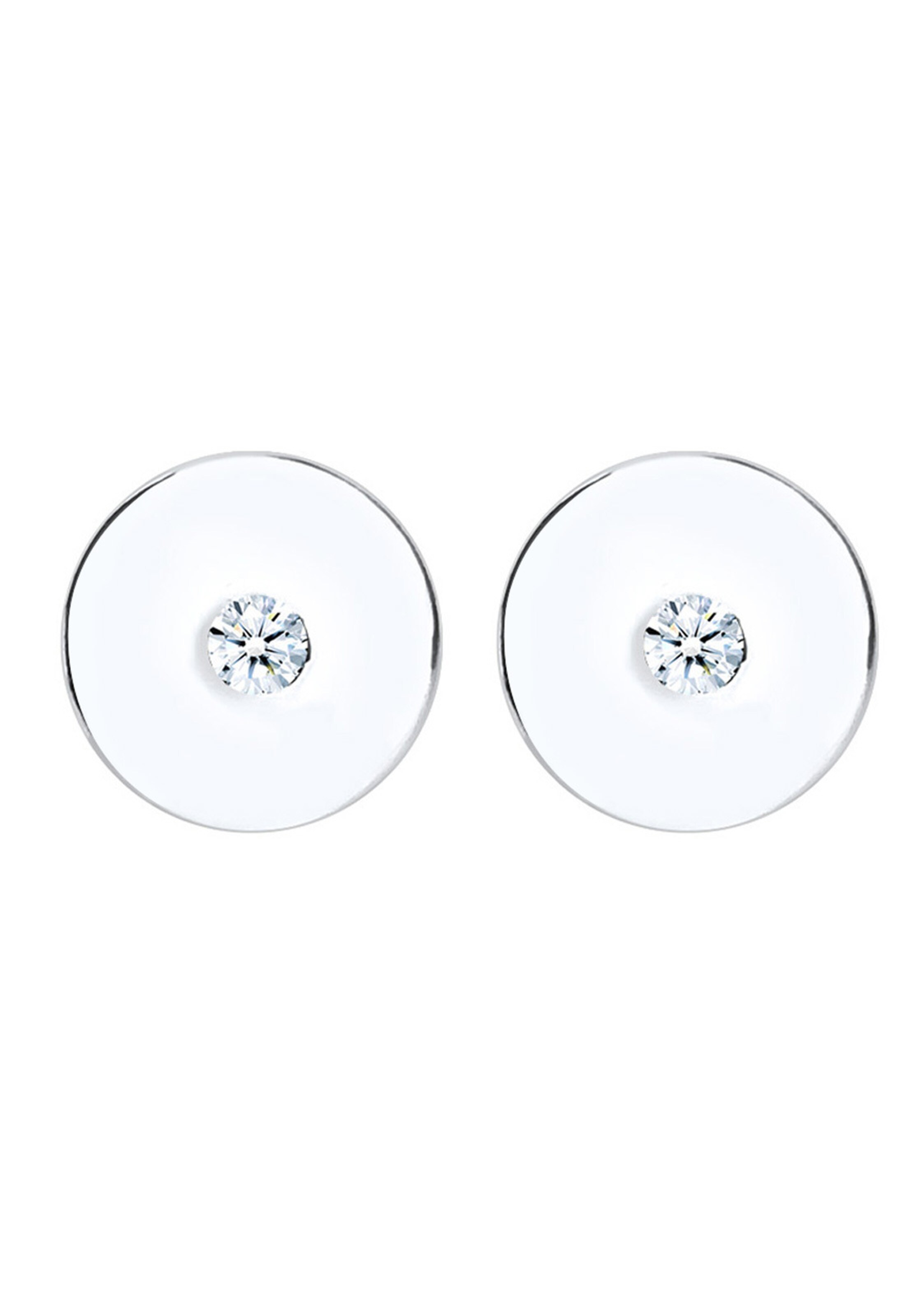Elli DIAMONDS Earrings 'Stein Rund' in Silver