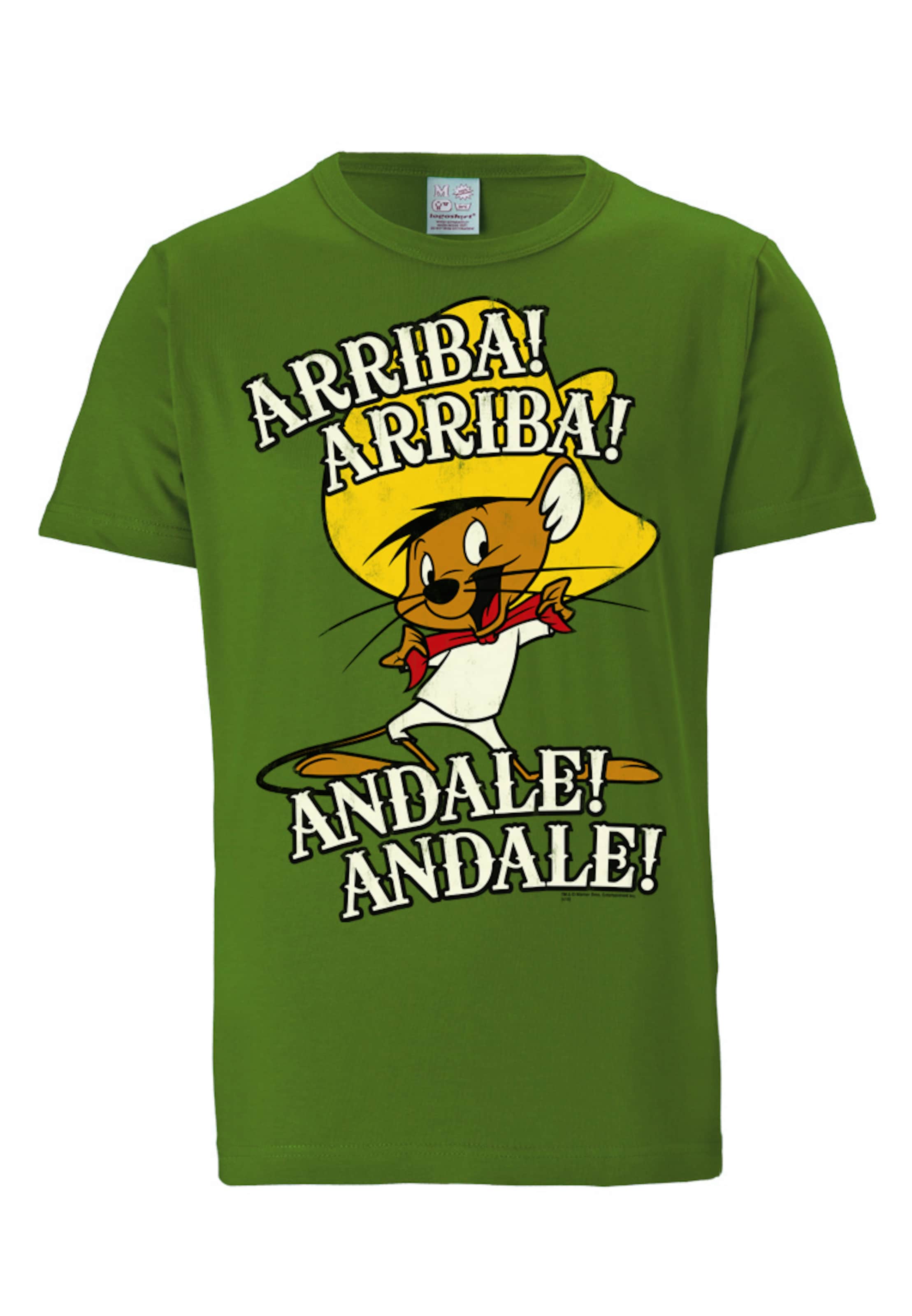 LOGOSHIRT Тениска 'Speedy Gonzales' в зелено: отпред