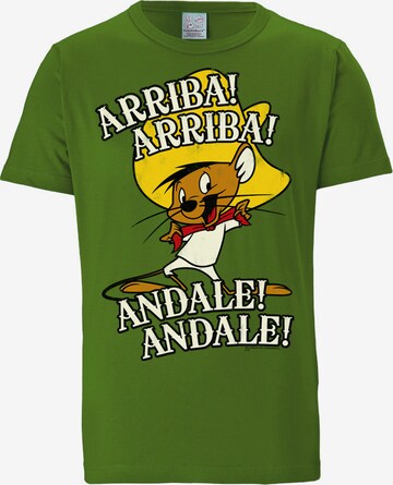 LOGOSHIRT Shirt 'Speedy Gonzales' in Green: front