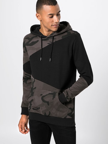 Urban Classics Sweatshirt 'Camo Zig Zag' in Black: front