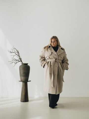 Classic Beige Wool Coat Look