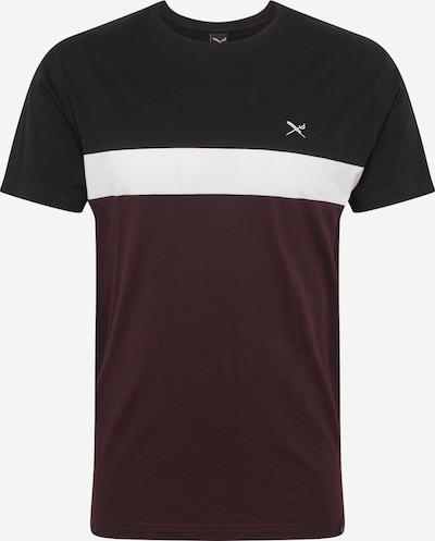 Iriedaily T-Shirt 'Court' en lie de vin / noir / blanc, Vue avec produit