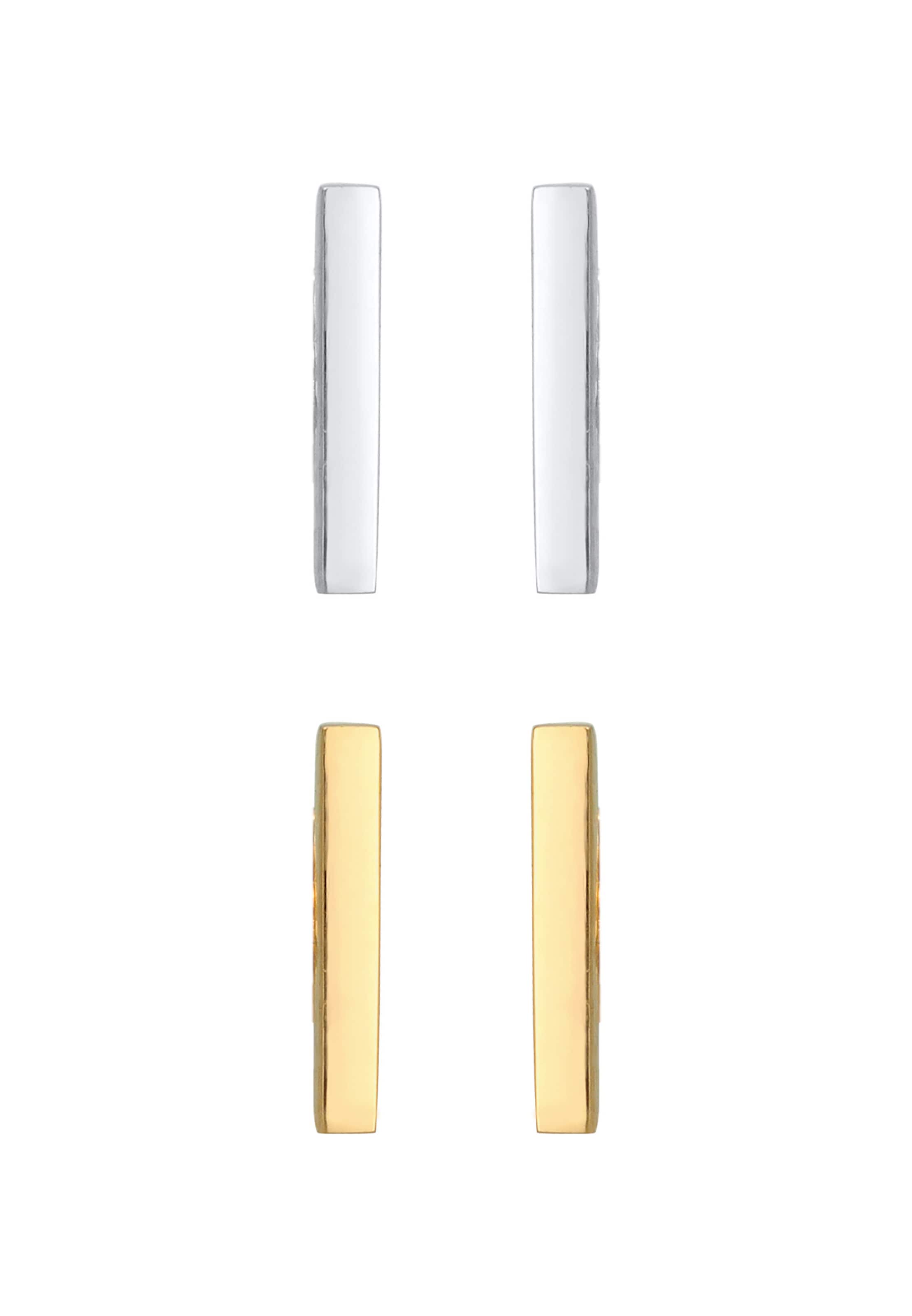 ELLI Ohrringe Basic Ohrstecker, Bi Color_Tri Color, Geo Stab in Silber: Vorderseite