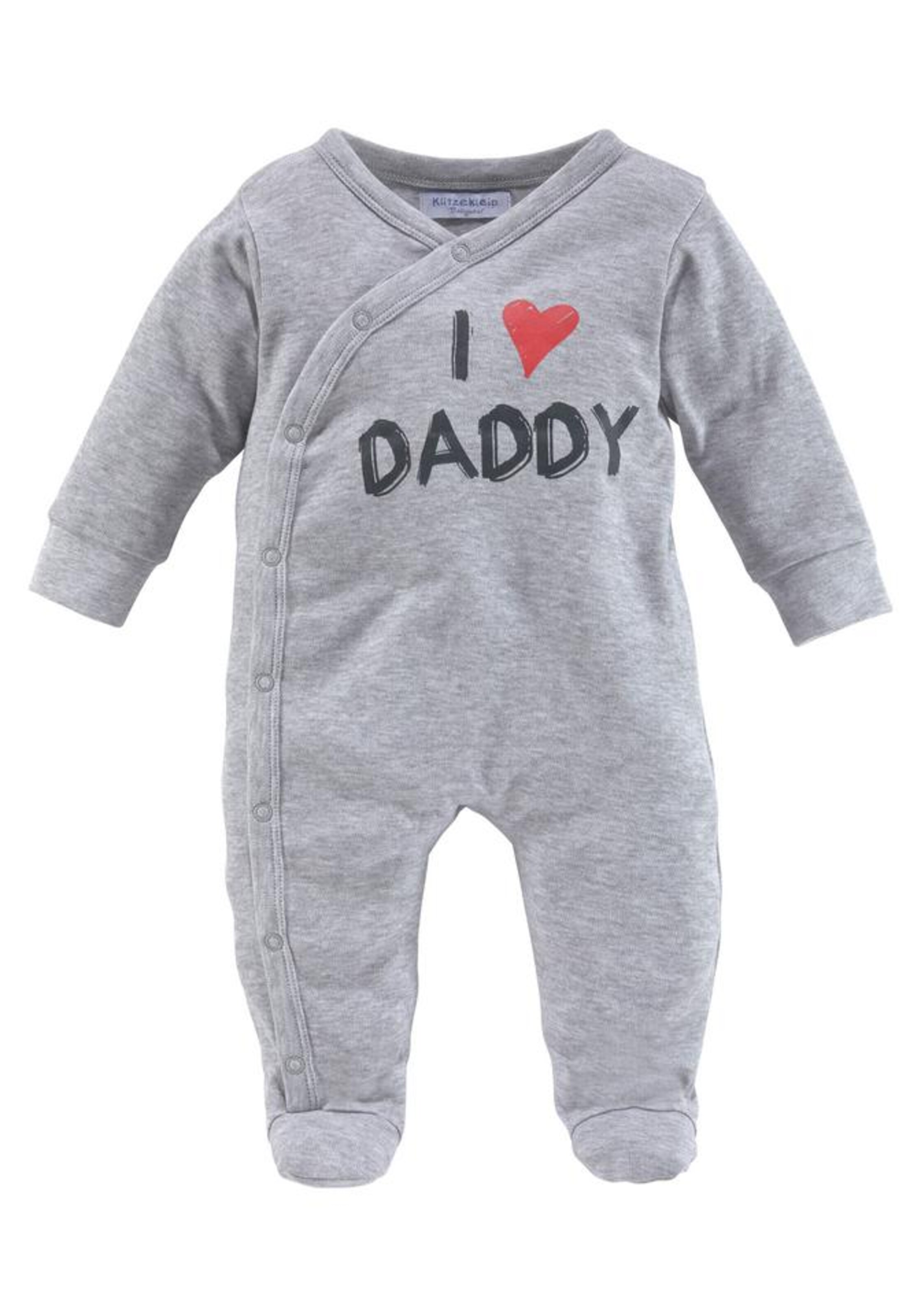KLITZEKLEIN Pajamas 'I love Mummy / I love Daddy, Druck' in Grey