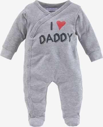 KLITZEKLEIN Schlafanzug 'I love Mummy / I love Daddy, Druck' in Grau